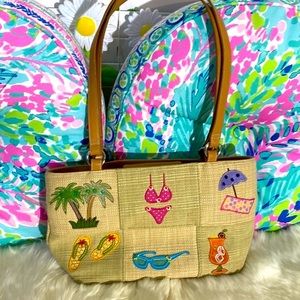 Cute embroidered beach theme handbag